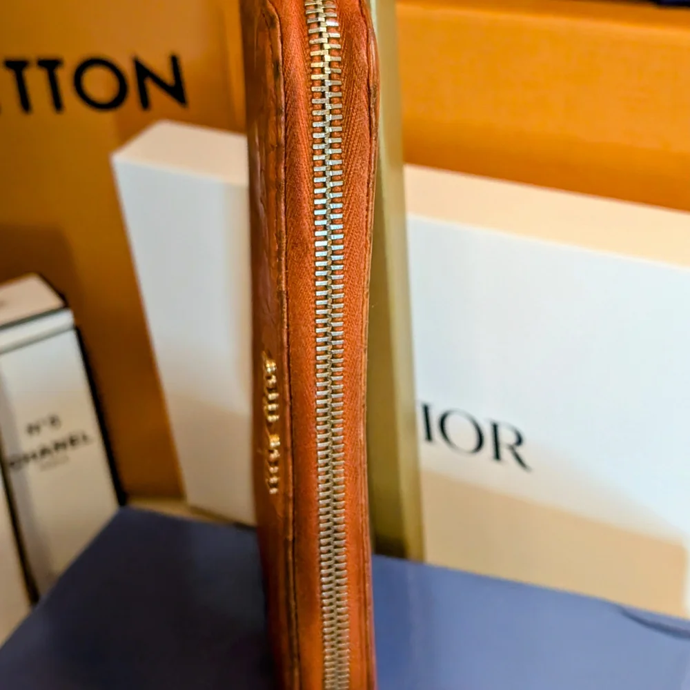 Miu Miu Orange Croc-Embossed Wallet